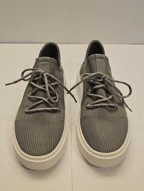 J/Slides Gray Knit Stretch Lace-Up Sneakers Womens 9.5M